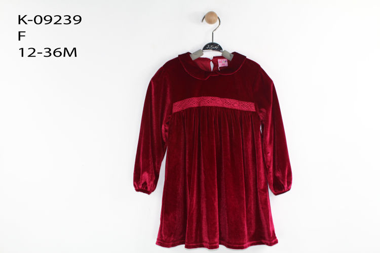 Picture of K09239- GIRLS BABIES WINTER VELVET FEEL MATERIAL DRESS